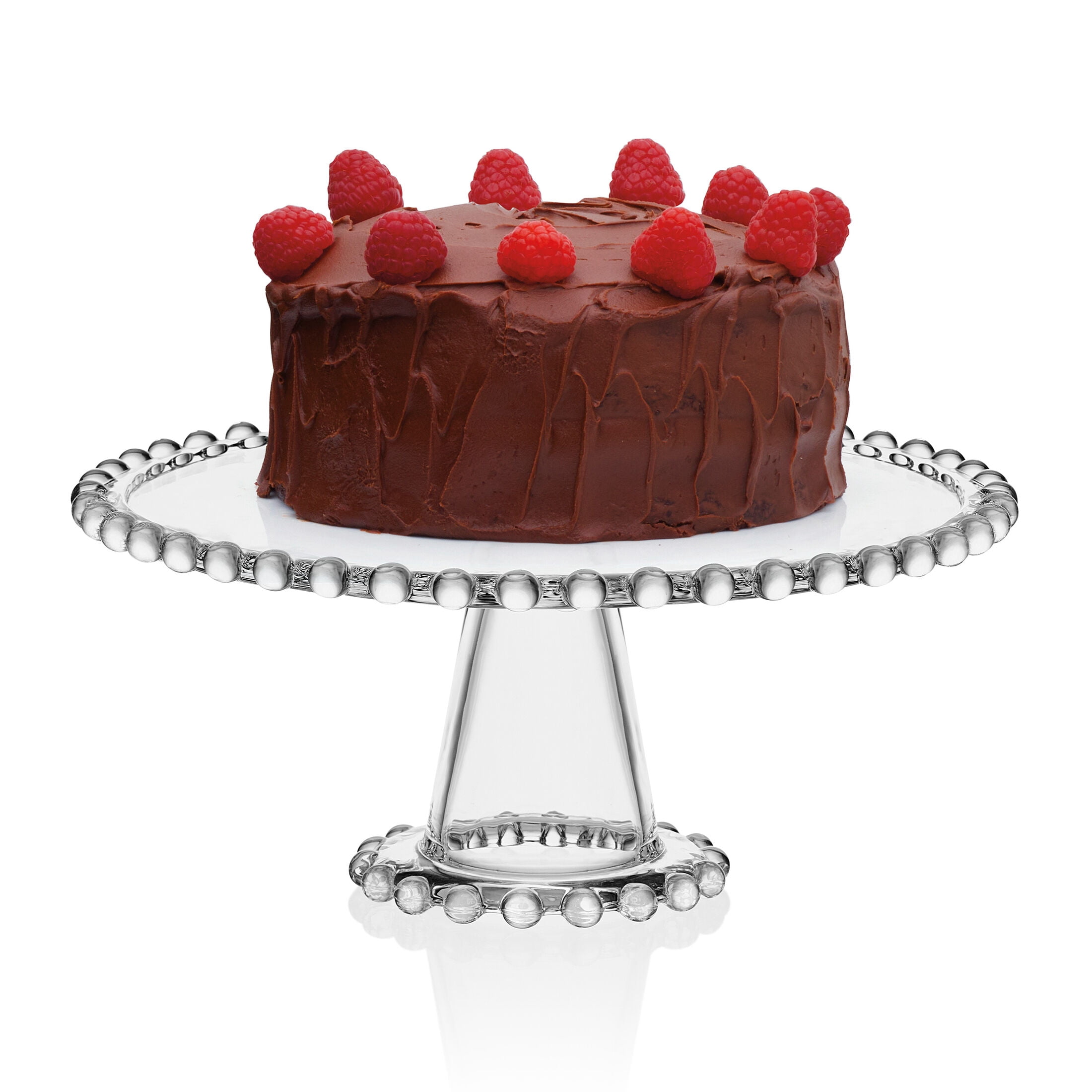Fitz and Floyd Beaded 10.75 in Clear Glass Cake Stand