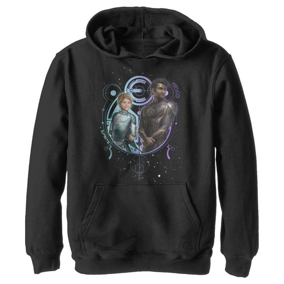 Boy's Marvel Eternals Sprite and Kingo Duo  Pull Over Hoodie Black Medium