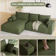 thumbnail image 4 of Wiilayok 113" L-Shape Cloud Sectional Couch with Oversized Chaise,Corduroy Fabric Modern Modular Sofa with Cup Holder, Comfy Boneless Upholstered Couches for Living Room Bedroom,Olive Green, 4 of 7