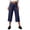Blue, variant on Womens Capri Pants High Waisted Drawstring Wide Leg Cropped Pants Casual Soft Summer Capris with Lettuce Hem, S