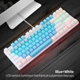 thumbnail image 2 of mecánico de tamaño completo para juegos, USB con cable retroiluminado , a prueba de salpicaduras, Perfecto para juegos Azul + blanco Yotijar teclado mecánico, 2 of 6