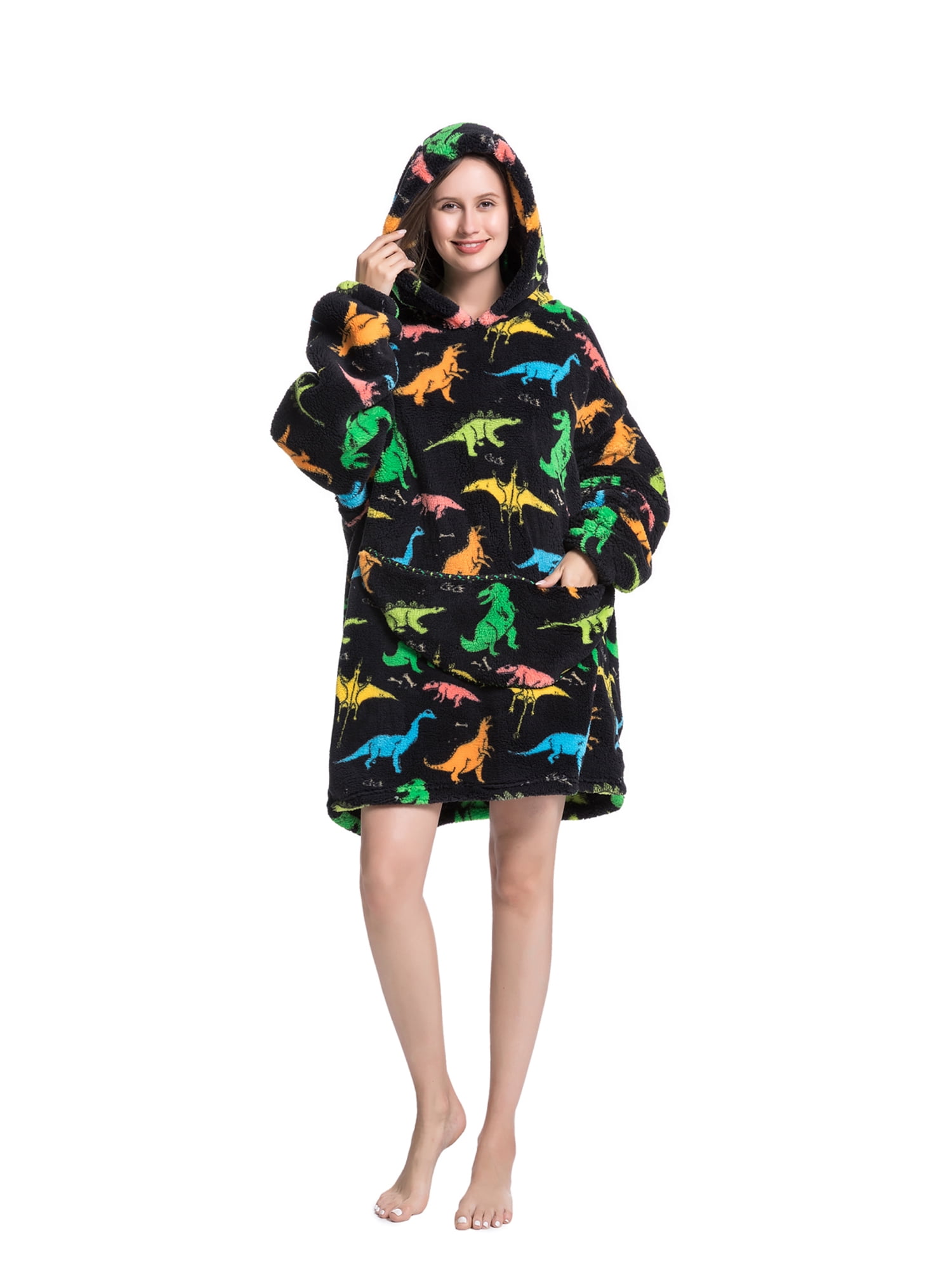 Oversized Hoodie Blanket Wearable Blanket Sweatshirt Plush Warm Cozy Fleece Top for Women Men Kids