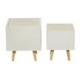 thumbnail image 5 of DecMode 13", 15" White Ceramic Contemporary Planter, 2 - Pieces, 5 of 6