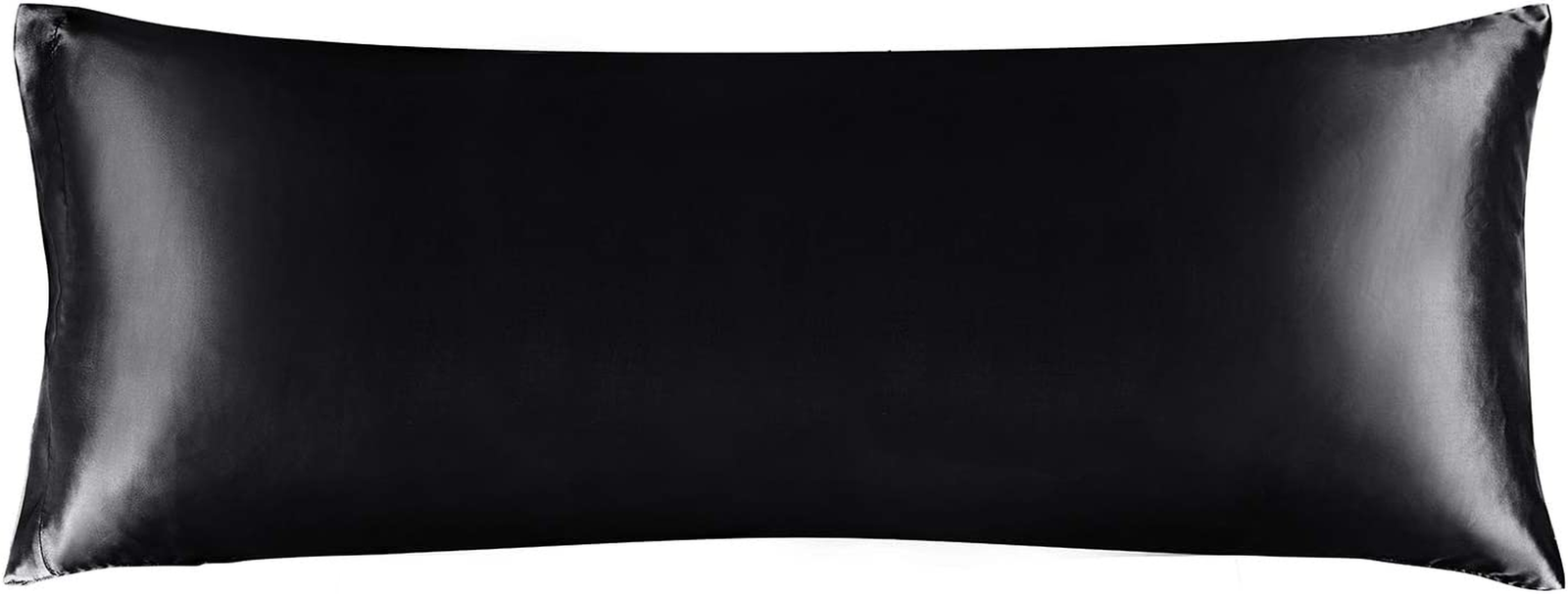 Satin Silk Body Pillow Pillowcase for Hair and Skin, Premium and Silky Black Lon