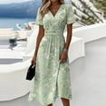 thumbnail image 2 of Floral Dress for Women Summer Casual Wrap V Neck Short Sleeve Sundress A-Line Beach Vacation Dresses 2026, 2 of 7