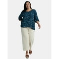 thumbnail image 3 of Terra & Sky Women's Plus Size Poet Sleeve Blouse, Sizes 0X-5X, 3 of 5