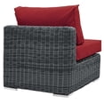 thumbnail image 2 of Modway Summon Aluminum and Rattan Patio Armless Sofa Chair in Canvas/Red, 2 of 3