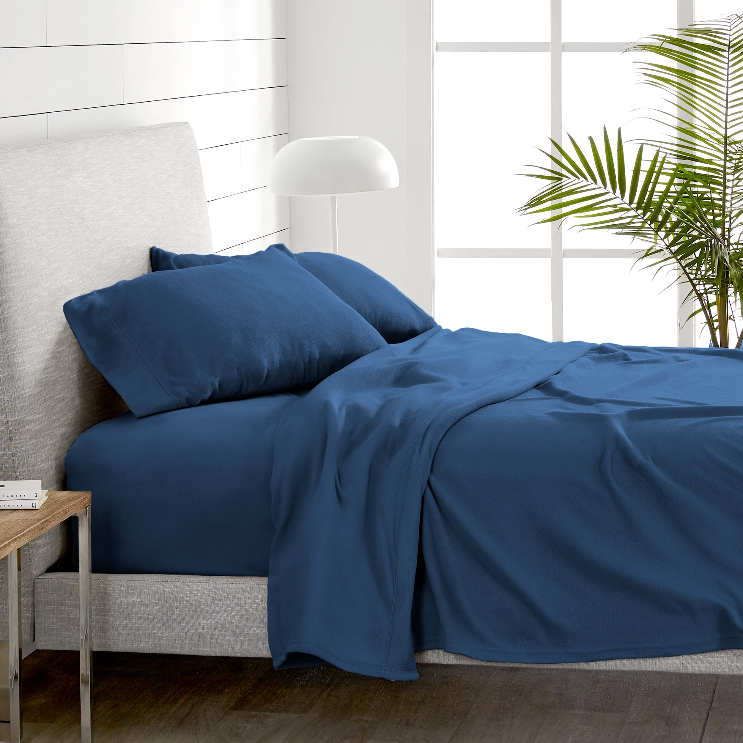 Bare Home Fleece Sheet Set, Warm Plush Polar Fleece, Pill Resistant, Twin XL, Dark Blue