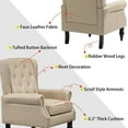 thumbnail image 4 of Tabaray Faux Leather Accent Chair, Modern Living Room Chairs, Button Tufted Wingback Armchair with Wood Legs, Upholstered Bedroom Chair with Rivet Decoration, Leisure Reading Chair, Camel, 4 of 14