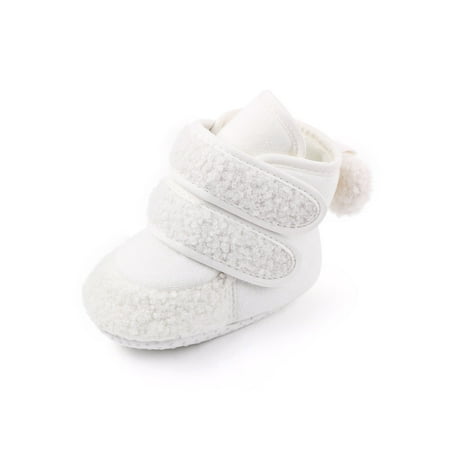 

Difumos Baby Boys Girls Snow Boots First Walkers Warm Bootie Mid Calf Plush Booties Walking Comfort Winter Shoe Cute Magic Tape Crib Shoes White 4C