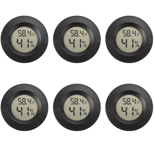 Mini Hygrometer Digital Thermometer Humidity Meter 6 Pack Hygrometer Thermometers Indoor/Outdoor Humidity Monitor Reptile Thermometer for Humidors Greenhouse Garden Cellar Fahrenheit(℉)/ Celsius(℃)