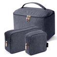 thumbnail image 1 of Bolsa de maquillaje MAGEFY, bolsa de pana para cosméticos con asa, 3 unidades, gris, 1 of 6