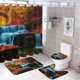 thumbnail image 1 of Juego de 4 cortinas de ducha con diseño de alces en el bosque con alfombrillas antideslizantes, tapa de inodoro y alfombrilla de baño, cortinas de ducha con paisaje natural otoñal con 12 ganchos,, 1 of 5