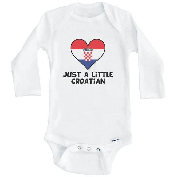 Just A Little Croatian Baby Bodysuit - Funny Croatia Flag Baby Bodysuit (Long Sleeve), 0-3 Months White