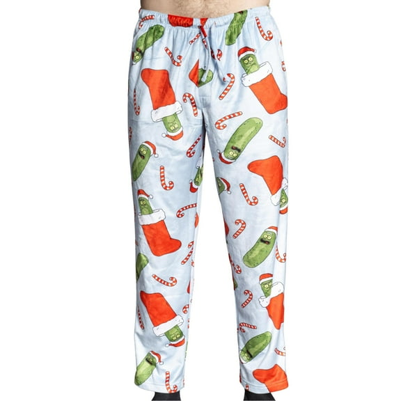 Rick and Morty Pickle Rick Christmas Stocking and Candy Canes Adult Sleep Pajamas Lounge Pants - Officially Licensed