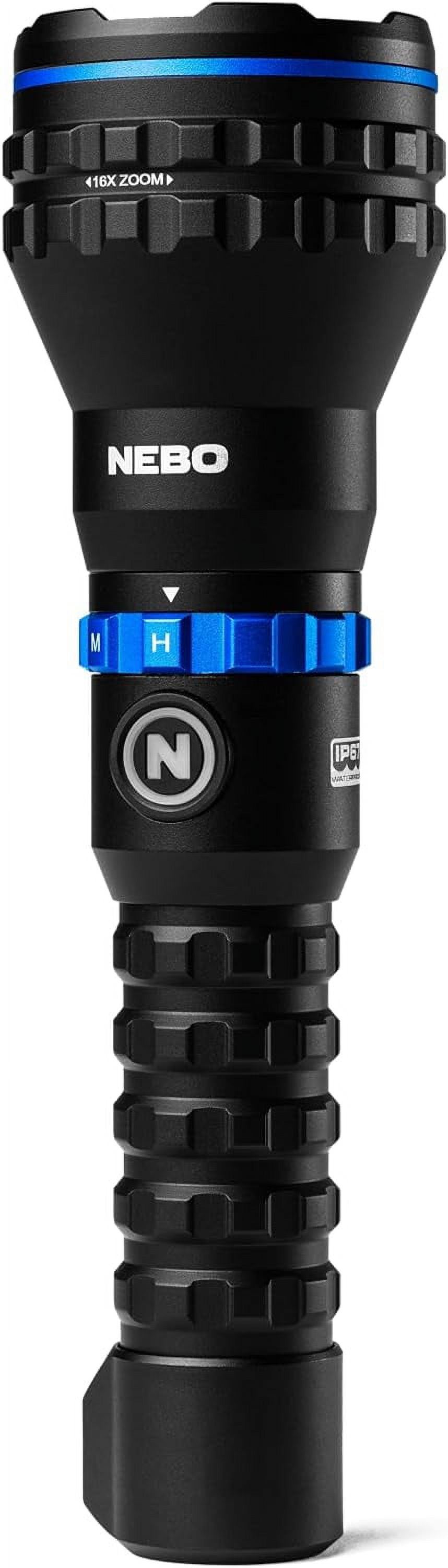 NEBO Luxtreme MZ60 Blueline Rechargeable, Powerful 500 Lumen Half-Mile Beam Flashlight