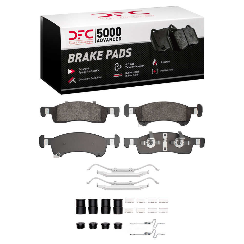 Dynamic Friction Company 1551-0934-01 DFC 5000 Advanced Brake Pads - Semi Metallic and Hardware Kit