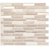 Smart Tiles - 3D Adhesive Peel and Stick Backsplash Tile, Beige - 4-Pack 10.2" x 9"