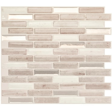 Smart Tiles - 3D Adhesive Peel and Stick Backsplash Tile, Beige - 4-Pack 10.2" x 9"