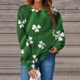 thumbnail image 5 of Felirenzacia St. Patrick’s Day Women’s Sweatshirt Shamrock Print Pullover Tops Festive Green Holiday Shirt Cozy Fleece Daily Outfit, Green,L, 5 of 7