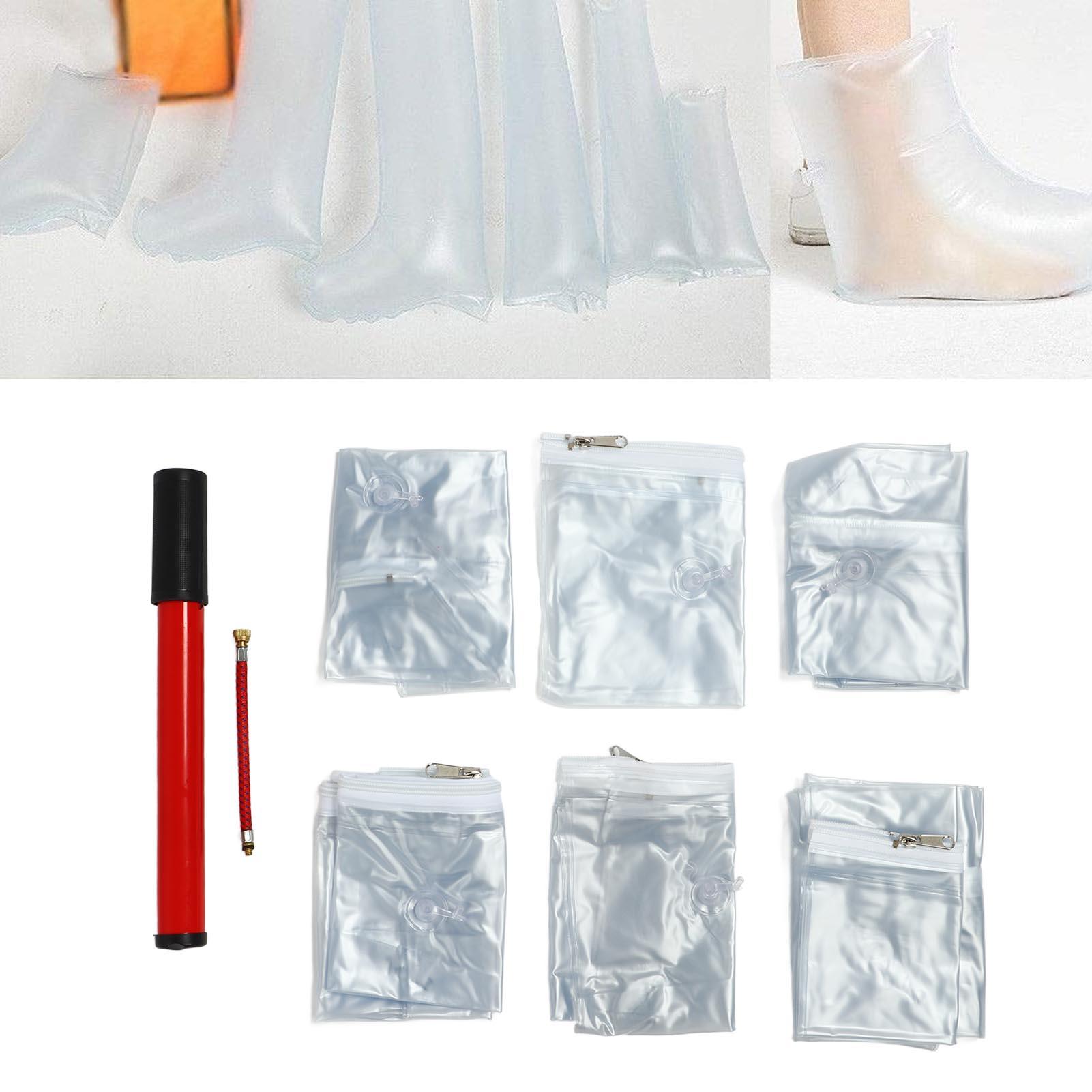 Yajisi 6‑Piece Inflatable PVC Splint Set with Air Pump – Multi‑Use Limb Support Brace for Ankle, Leg, Arm, Wrist, and Knee Injuries
