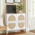 thumbnail image 2 of YYAo Shoe Cabinet Storage Organizer, 2 Rows Of 4 Dump Buckets With High Feet Round Rattan Shoe Cabinet,White, 2 of 13