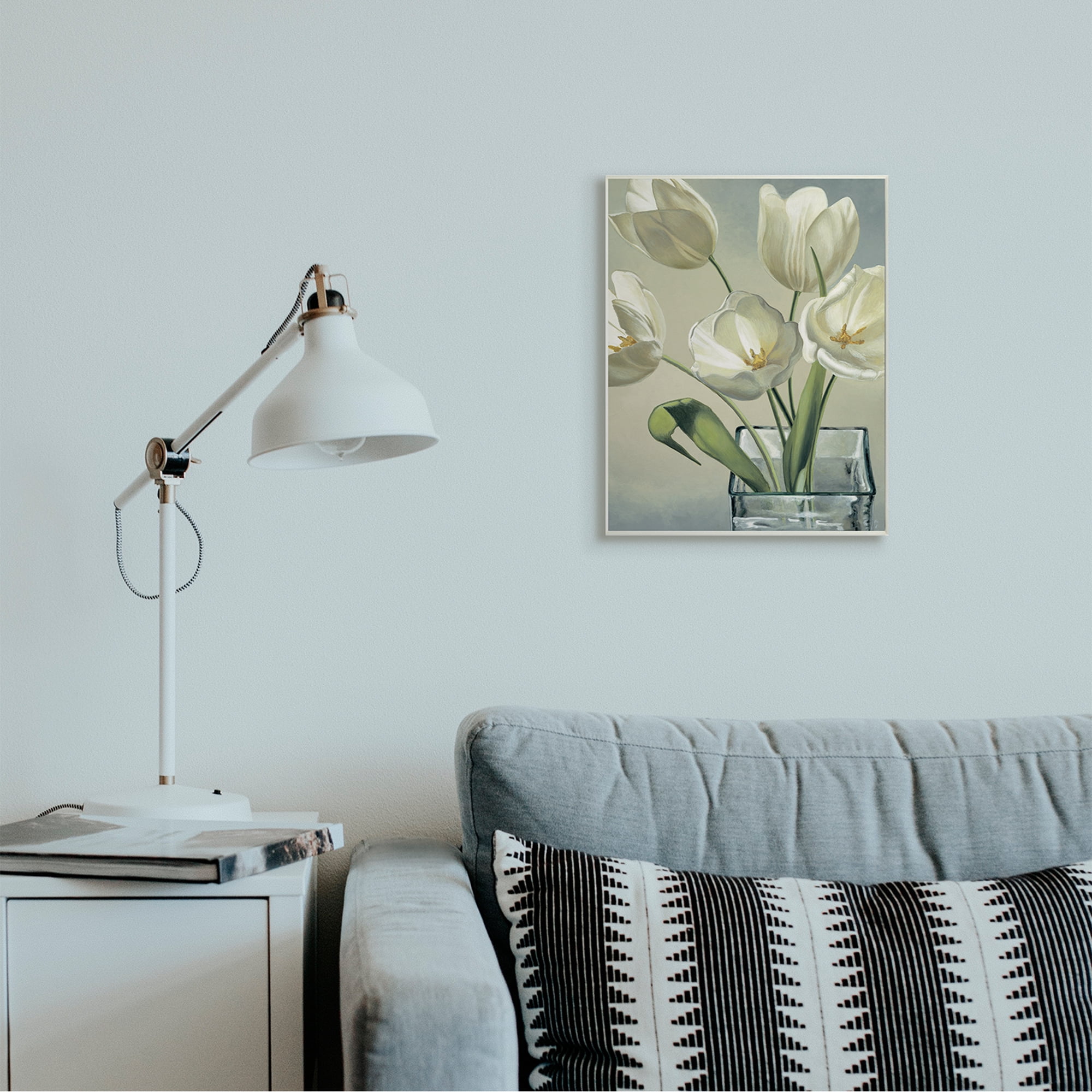 Stupell Industries Soft Tulip Blossoms Glass Jar White Petals Wall Plaque by Eva Barberini