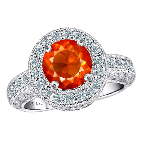 Star K� 7mm Round Simulated Mexican Fire Opal Ring