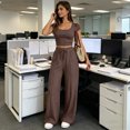 thumbnail image 3 of Vdoaml Ladies Tracksuit 2 Piece Outfit Womens Short Sleeve Crop Top Pants Set Women Casual Loungewear Matching Sets S Brown, 3 of 3