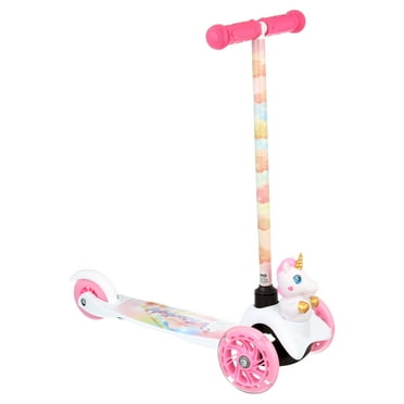 Sakar Unicorn Ride-N-Glide Buddies 3D Toddler Scooter, 3 Wheel Scooter for Kids Ages 3 , White