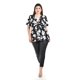 thumbnail image 4 of Blusa corte A Roman Fashion /Tallas Extras, 1710 (Negro flor blanca) negro 38, 4 of 5