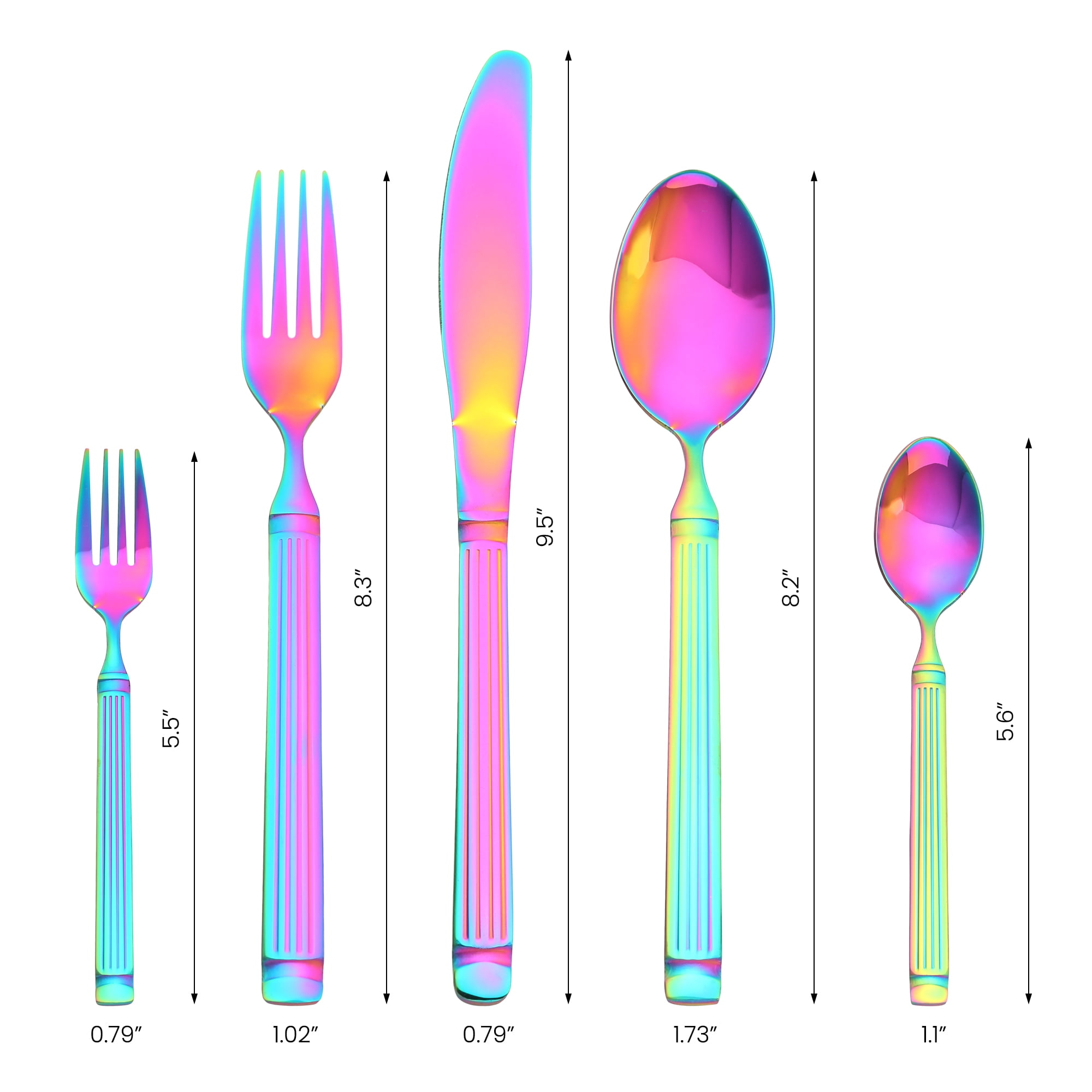 Unique Bargains Classic Stainless Steel Flatware Sets for Multiple Uses Colorful 20pcs