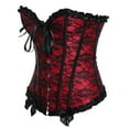 thumbnail image 3 of VASLANDA Women's Lace up Boned Plus Size Overbust Corset Bustier Top with G-String, 3 of 6