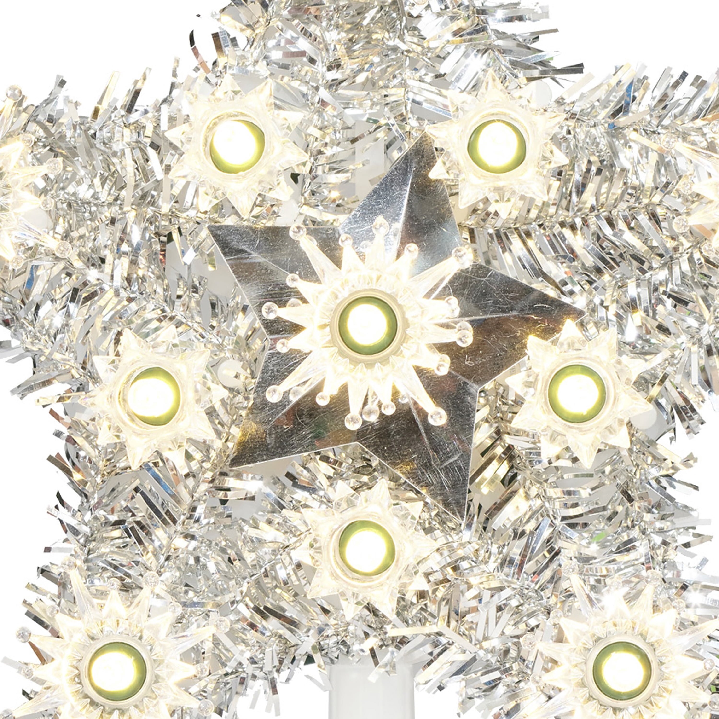 LED Tinsel Star Christmas Tree Topper, Silver, 6", by Holiday Time