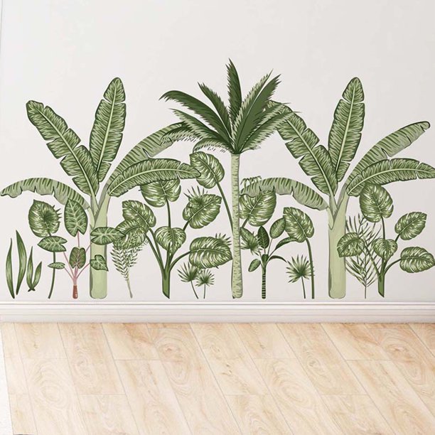 Gwong Decoración hogareña 2 unids autoadhesivo hojas tropicales plantas pegatinas de pared sofá fondo de fondo Gwong 21052116