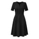 thumbnail image 1 of Elegante vestido de negocios para mujer, cuello de corazón, plisado, manga corta, vestido de tubo Negro XL, 1 of 5