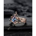 thumbnail image 5 of 3PCS Vintage Kite Cut Alexandrite Engagement Ring Set, V Shape Rose Gold Black Moissanite Promise Ring, Bridal Set Wedding Ring Gift for her, 5 of 5