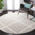 thumbnail image 2 of SAFAVIEH Tahoe Elwyn Trellis Shag Area Rug, 6'7" x 6'7" Round, Silver/White, 2 of 8