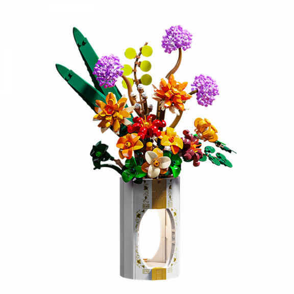 Flower Bouquet Building Set 890Pieces Building Block Toy with Vase Home Plant Decor, Birthday Gifts for Adults Women Boys Girls 8-12 