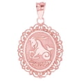 thumbnail image 1 of JackAni 14k Rose Gold Magnificent Filigree Frame Capricorn Oval Pendant, 1 of 5