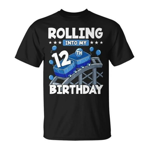 SR 12 Year Old Rolling Into 12Th Birthday Rollercoaster Boys T-shirt