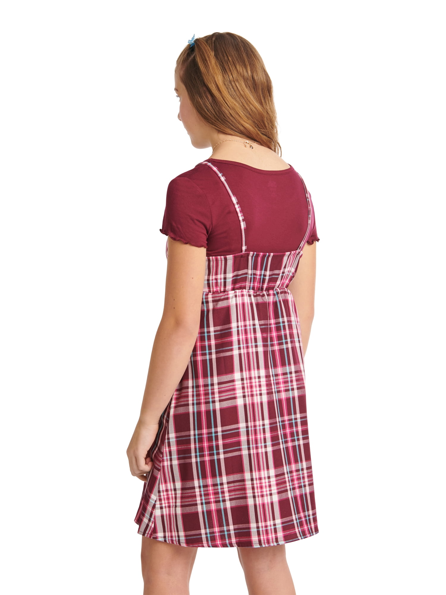 Justice Girls 2Fer Babydoll Plaid Dress, Sizes XS-XLP