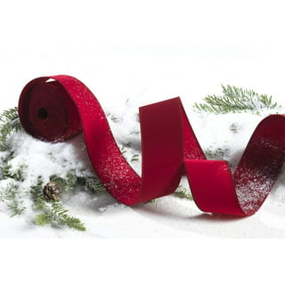 Premium Ribbon Dark or Brick Red Velvet Flocked Christmas Ribbon with Gold  Backing 2 1/2 - 25 Yards 