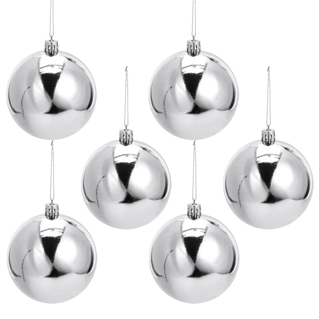 FELTECHELECTR 12 bolas colgantes plateadas para árbol de Navidad. Adornos navideños.