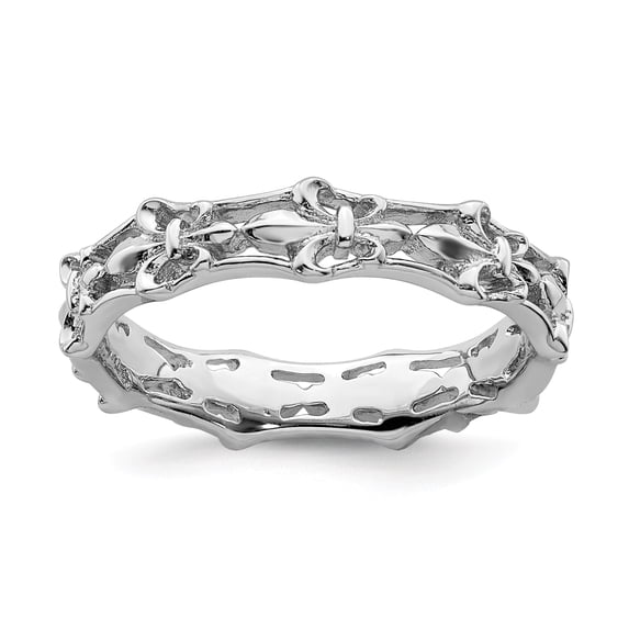 Sterling Silver Stackable Expressions Polished Fleur De Lis Ring - Size 6