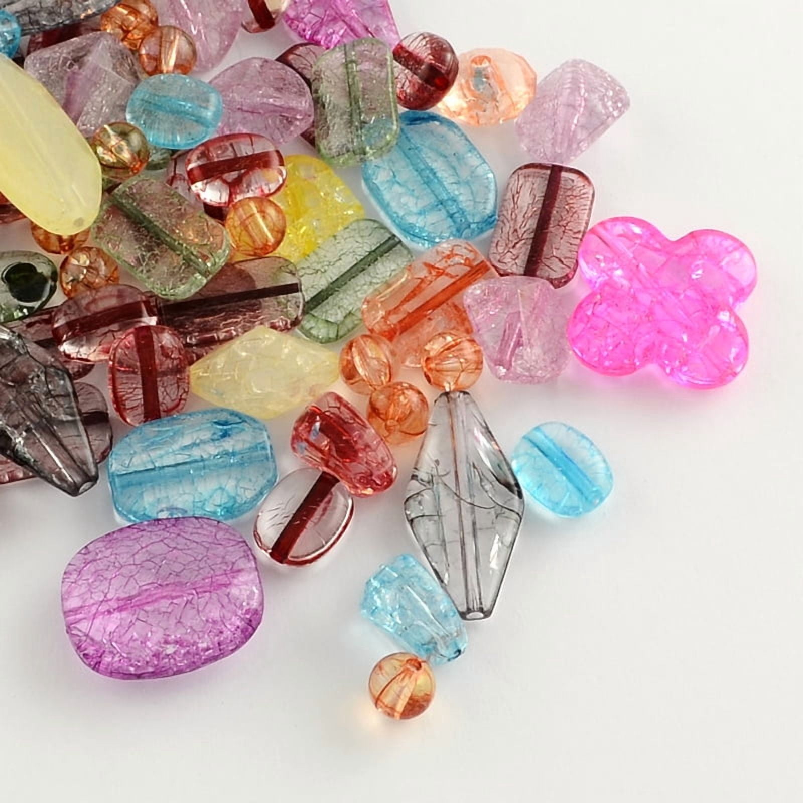 Mixed Style Transparent Acrylic Beads Mixed Color 8~31x8~28x3~8mm Hole: 1~2mm