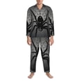 thumbnail image 3 of Naloa Black Spiders Men’s Pajamas Set - Long Sleeve Button Down Sleep Shirt and Pajama Bottoms Sleepwear Set-Large, 3 of 7