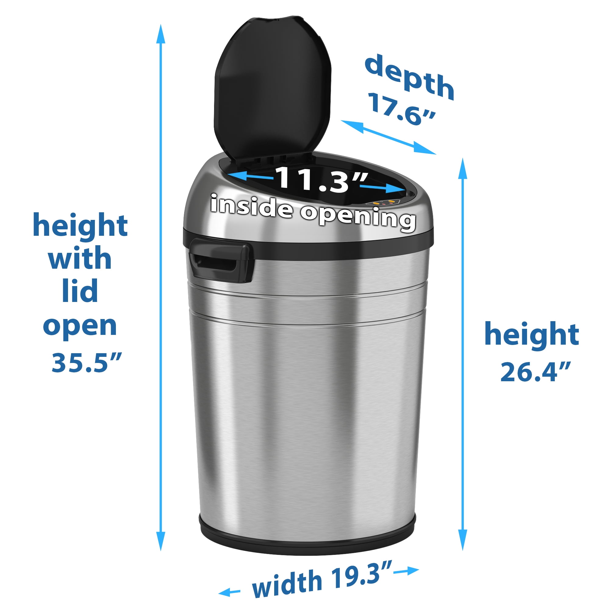 iTouchless Stainless Steel Trash Can w/AbsorbX Odor Control/Wheels 18 Gal Silver IT18RC