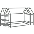 thumbnail image 1 of Costway Twin Size House Bed Montessori Floor Bed with Detachable Storage Shelves Gray, 1 of 10