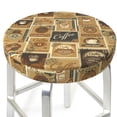 thumbnail image 3 of Bingfone coffee Stamps Padded Round Bar Stool Cover Cushion with Elastic Fabric Round Chair Seat - coffee Stamps, 3 of 7